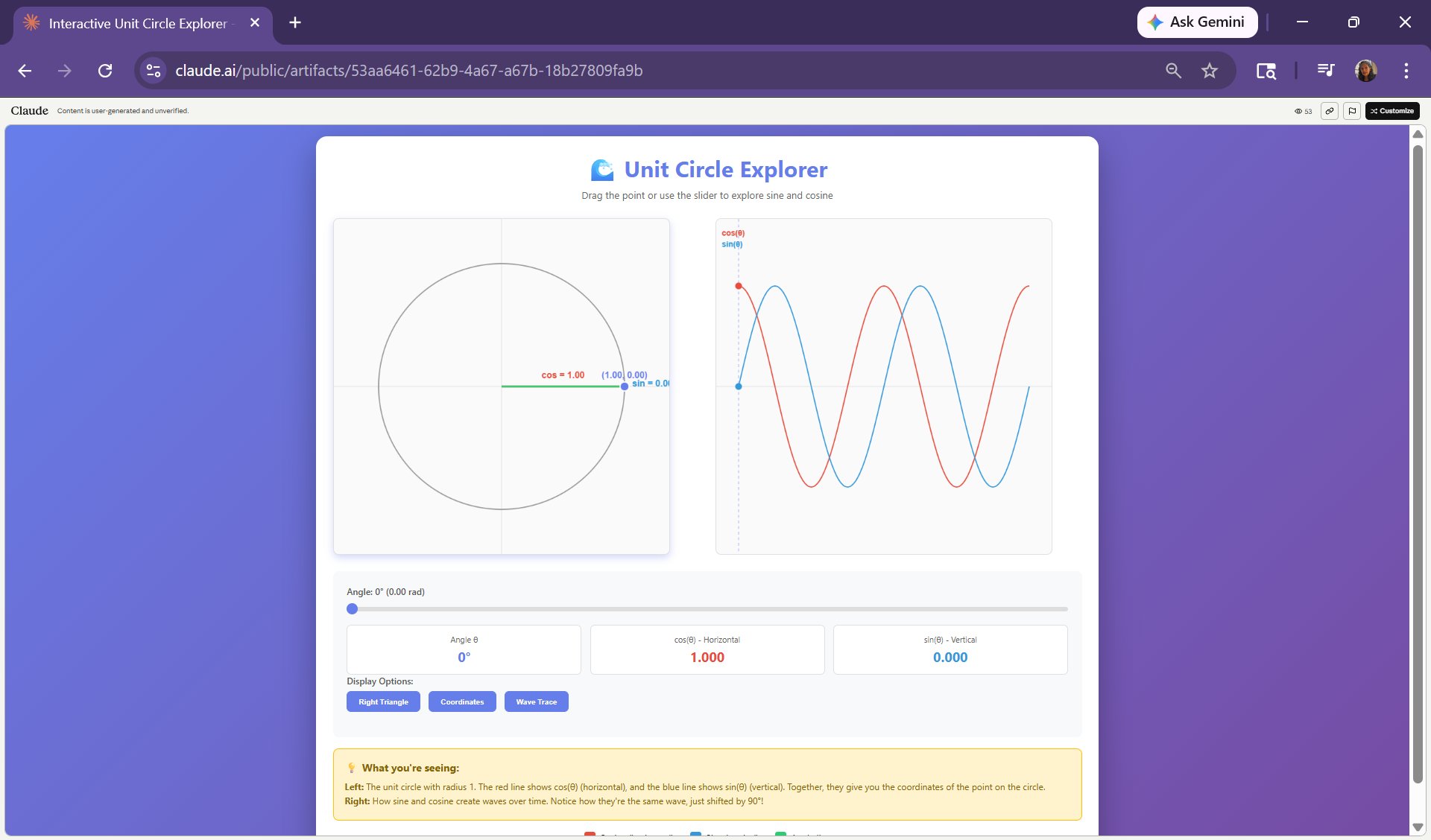 Unit Circle Explorer